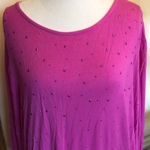 Apt 9 Pink Plus Size Shark Bite Shirt with Bling